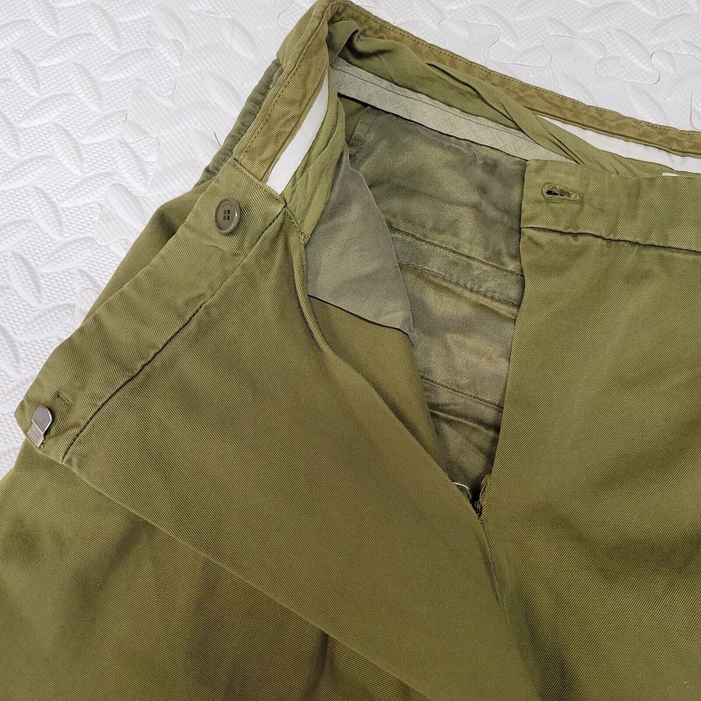 Givenchy Straight Leg Pleated Pants Size 38 30" Waist Olive Green High Waist - Picture 11 of 14